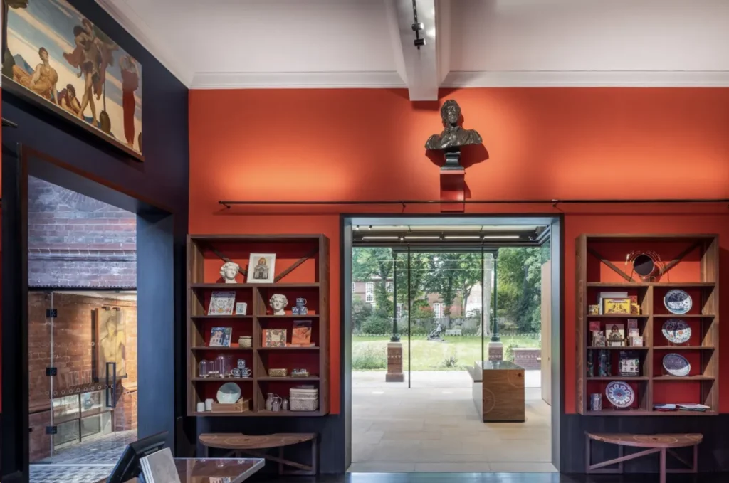New reception with view into the De Morgan cafe and garden . © Leighton House
